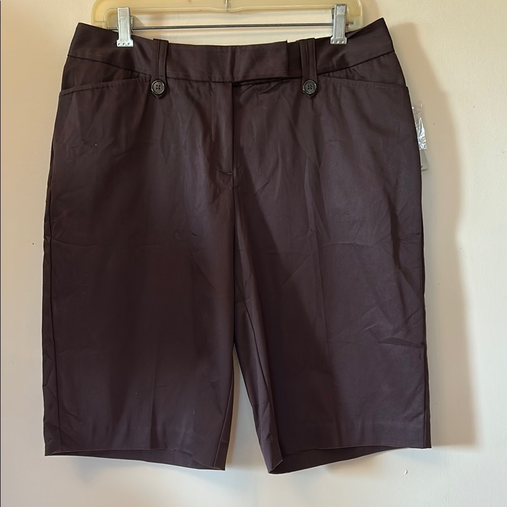 Worthington Dark Brown Bermuda Shorts Tailored Cotton/Nylon/Spandex size 10P